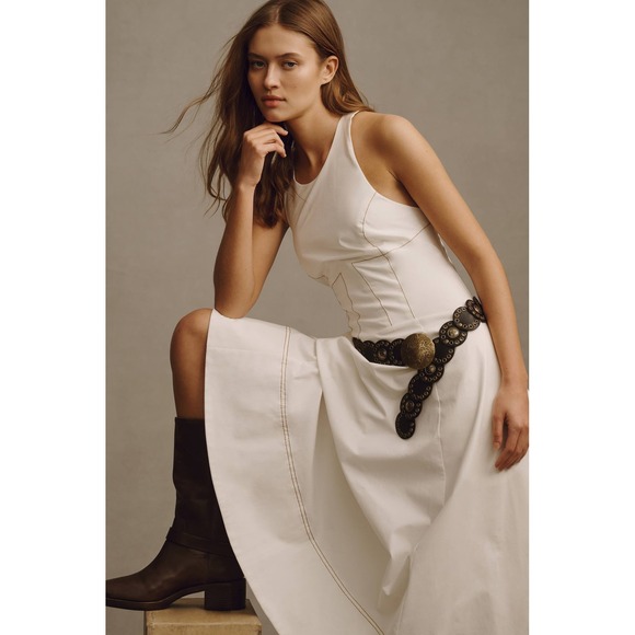 By Anthropologie Dresses & Skirts - NWT Anthropologie The Kenzie Drop-Waist Midi Dress White Medium